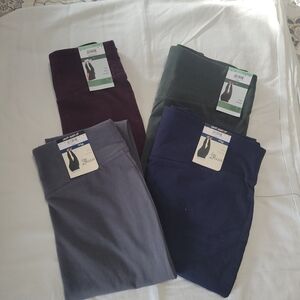 Terra & Sky 4X Plus Size High Rise Leggings in Gray, Blue, Green, and Burgundy.